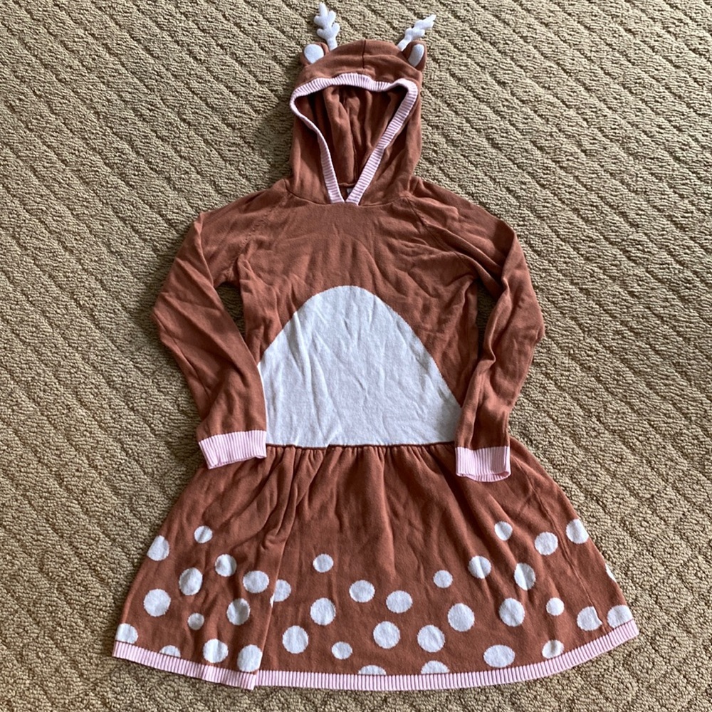 Deer Antlers Hood Sweater Dress Girl’s Large 10/12
